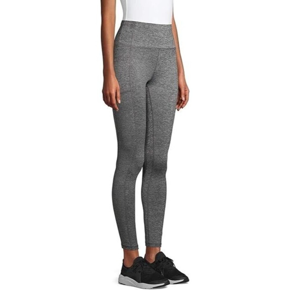 Avia Women’s Core Legging Gray Melange Large ( 12-14 ) High Waist Side Pockets